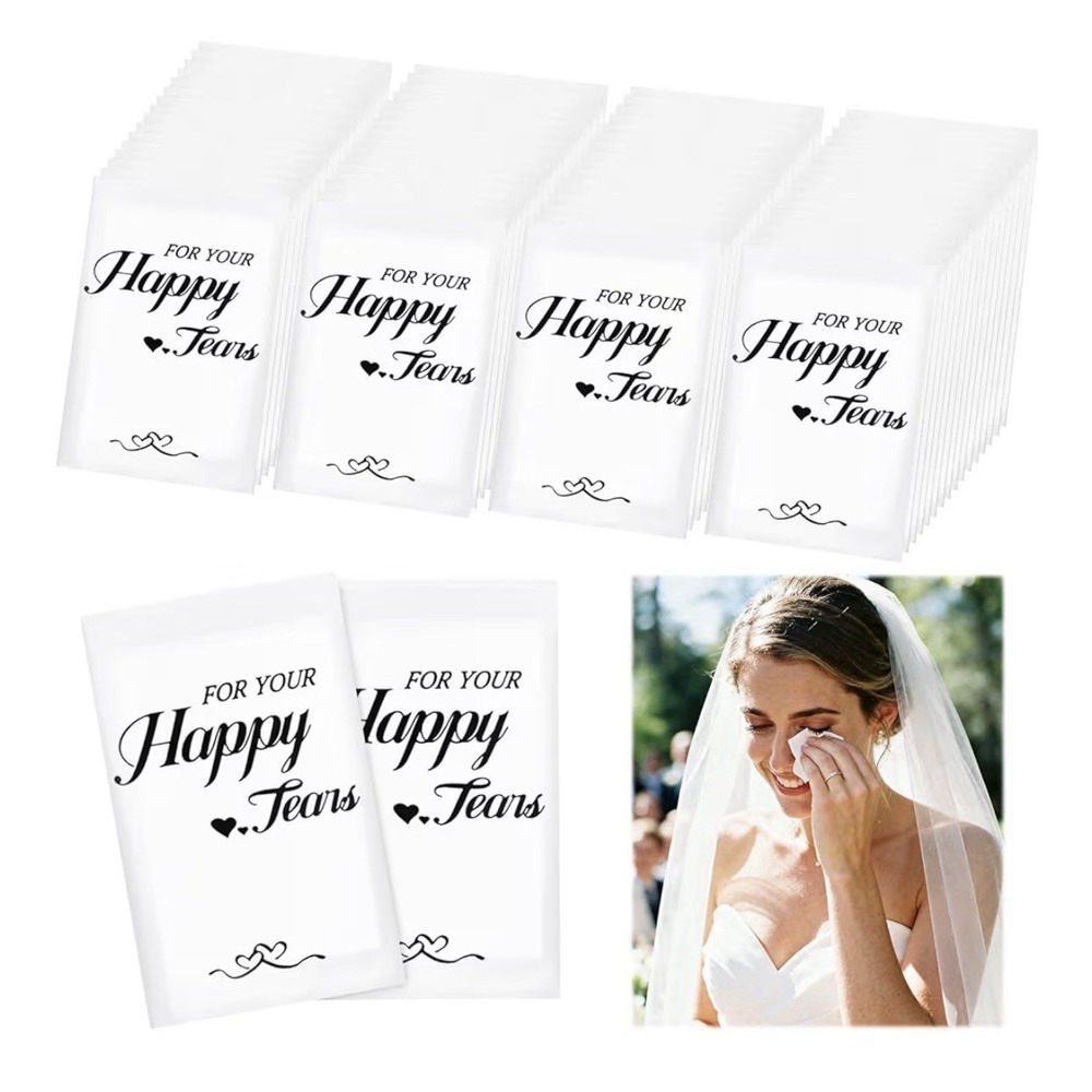 74 Packs Happy Tears Tissues for Wedding 3 Ply Wedding Tissue Packs‎ For Guests